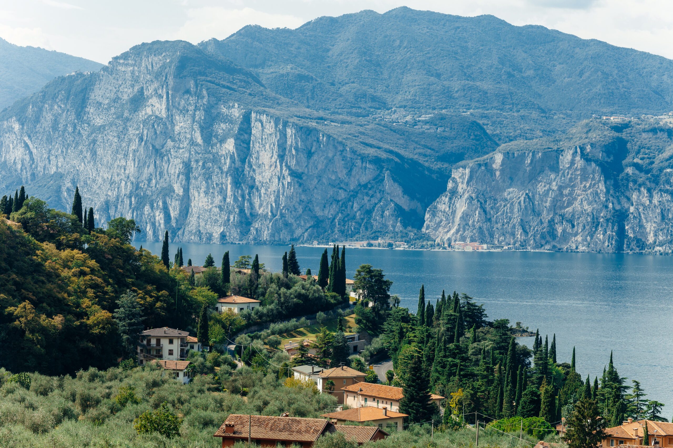 Scenic view of Malcesine on beautiful Garda lake, Italy. Travel background