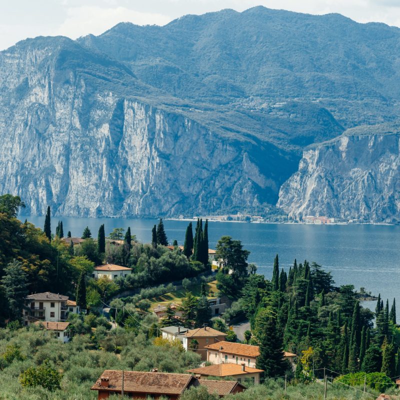 Scenic view of Malcesine on beautiful Garda lake, Italy. Travel background